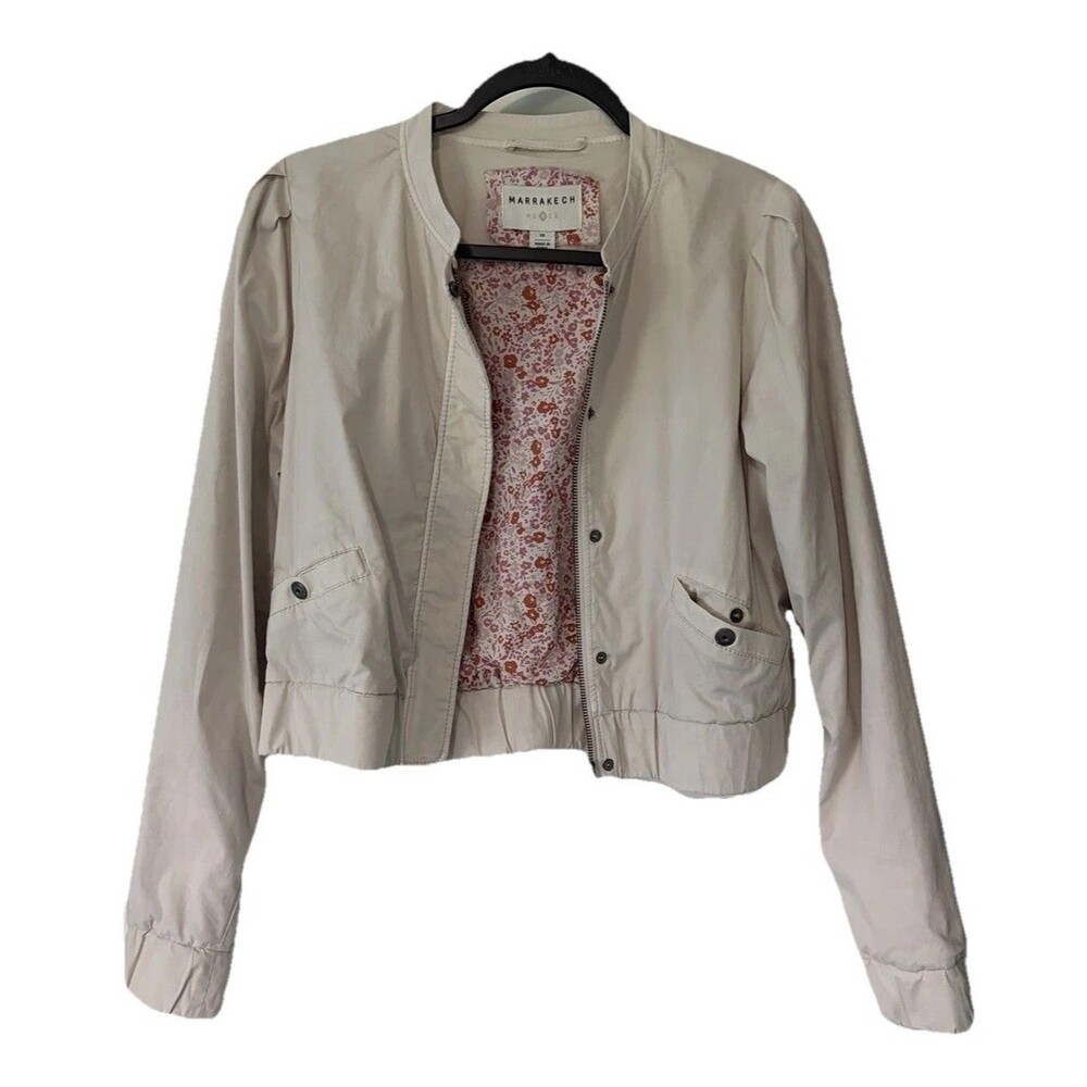 Marrakech Anthropologie Beige Light Cropped Jacket XS Neutral Modern Utility